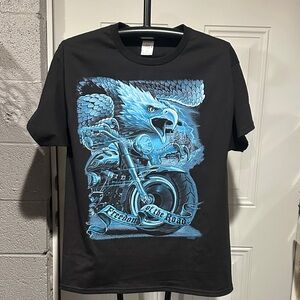 Hanes Black Tee with Blue Freedom Eagle Design